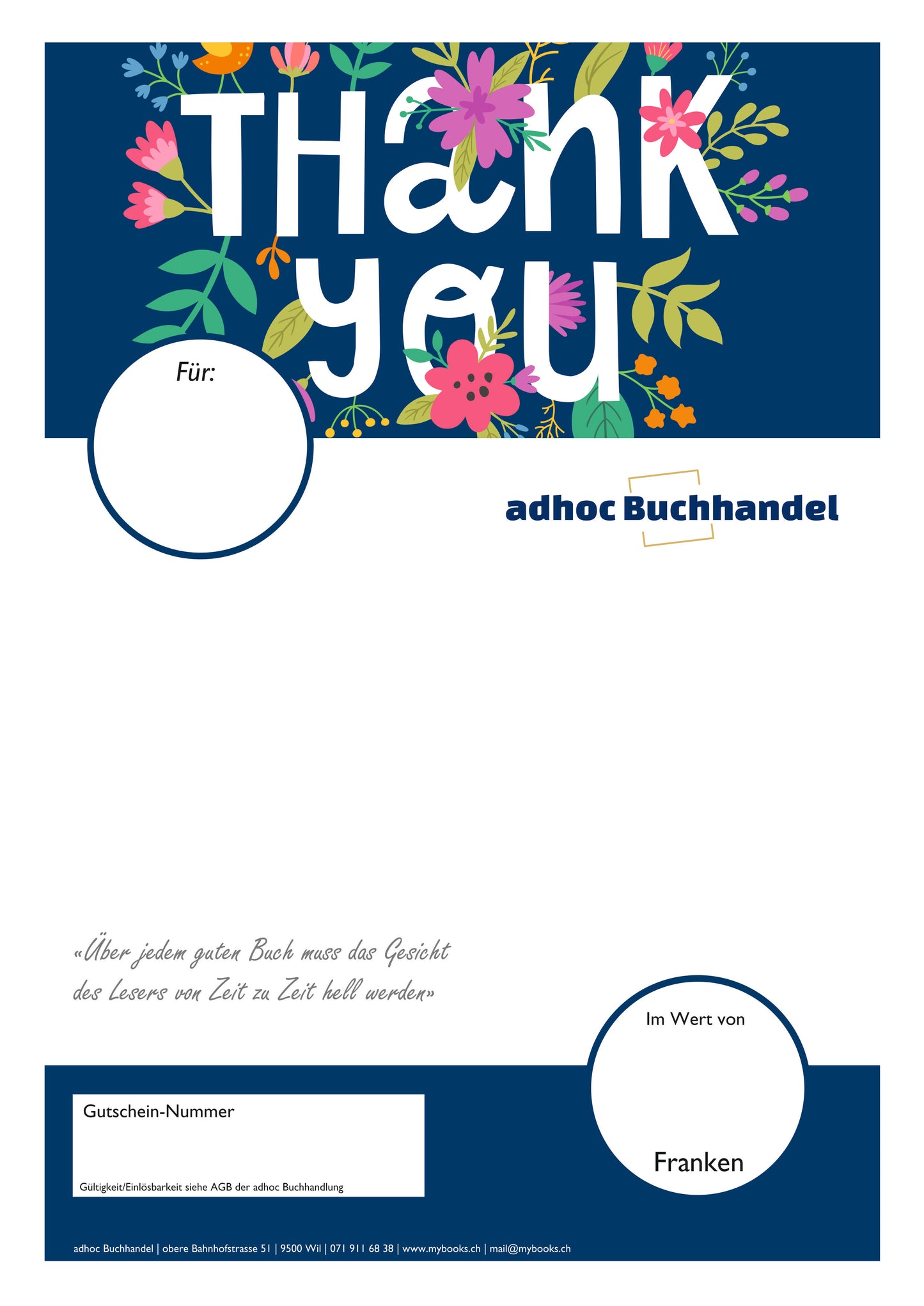 PDF Büchergutschein Thank you
