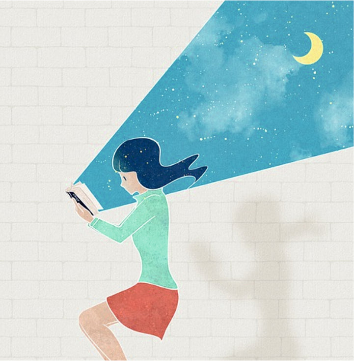 Büchergutschein Frau am Lesen (Nacht)