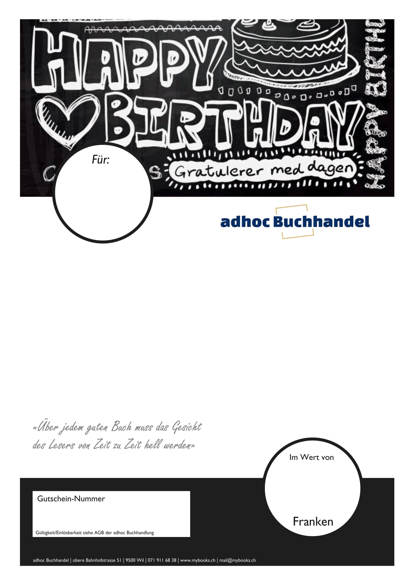 PDF Büchergutschein Happy Birthday