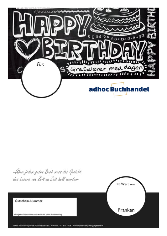 PDF Büchergutschein Happy Birthday